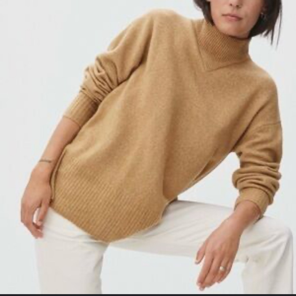 Everlane Ivory Wool Blend Mock Neck Pullover Womens Sweater Size XS $268